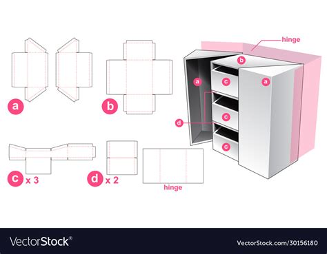 drawer box die cut template royalty  vector image