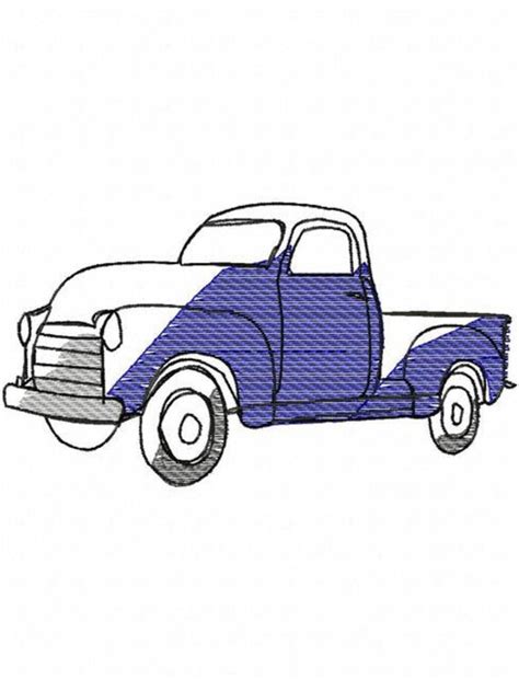 truck sketch embroidery design vintage truck sketch