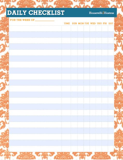 printable checklists housewifehostess