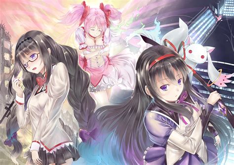 akemi homura braids glasses kaname madoka kyuubee mahou