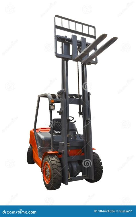 powerful electric forklift front view stock photo image  fork
