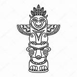 Totem Pole Tribal Traditional Vector Doodle Coloring Stock Isolated Drawing Poles Tattoo Illustration Background Haida Book Vectors Getdrawings Illustrations Native sketch template