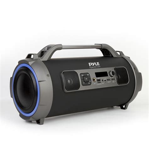 pyle bluetooth boombox speaker system wireless portable stereo radio speaker  flashing dj