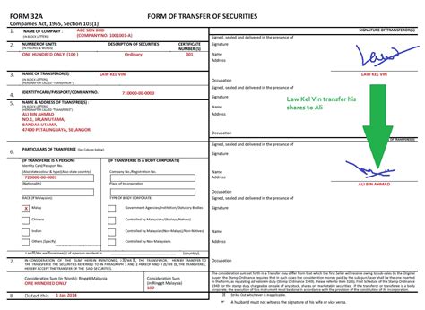 form  share transfer form company registration  malaysia