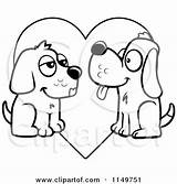 Dogs Heart Cartoon Clipart Pair Over Coloring Vector Outlined Thoman Cory Small sketch template
