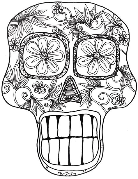 day   dead halloween coloring page  adults  kids halloween
