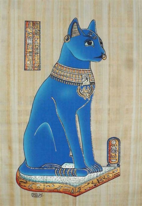 pinturas egipcias de papiro la diosa bastet gato existencias de