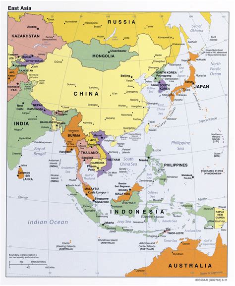 Large Detailed Political Map Of East Asia East Asia Large