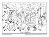 Fire Coloring Three Fiery Furnace Abednego Shadrach Meshach Activity Sunday School sketch template