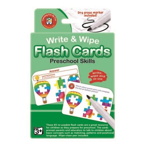 preschool skills flash cards write wipe  marker cleverstuff