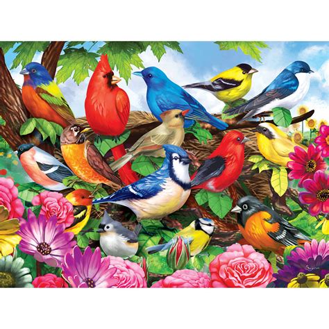 friendly birds  piece jigsaw puzzle bits  pieces