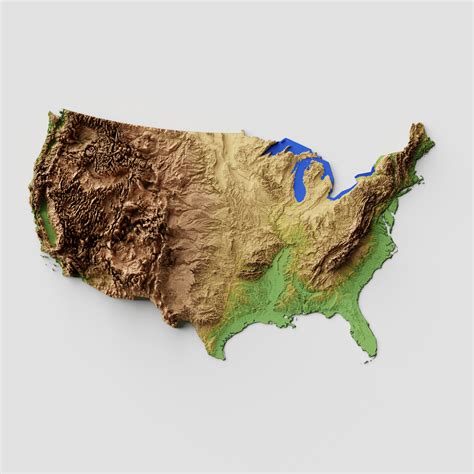 topography map  contiguous united statesus north america