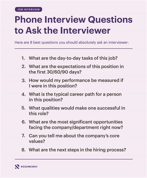 phone interview questions    interviewer resumeway