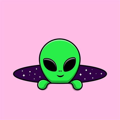 cute alien  space hole cartoon vector icon illustration flat cartoon