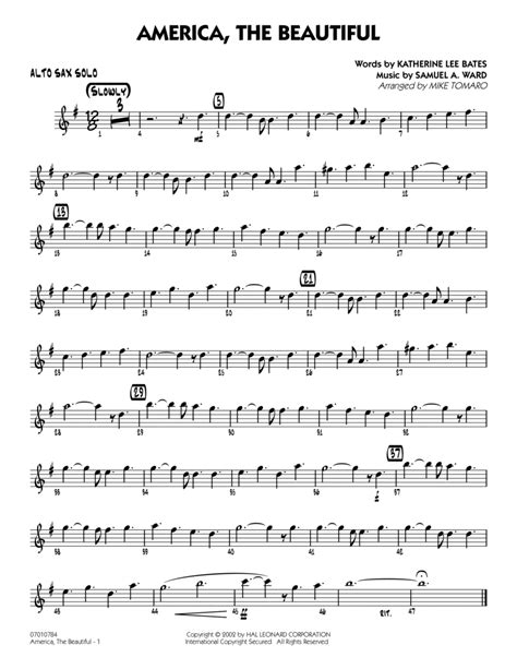 america  beautiful alto sax solo sheet   katharine lee bates sheet