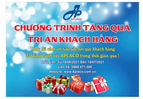 thông báo chương trình tặng quà tri ân khách hàng của aplaco