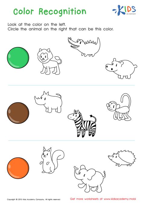 words color recognition worksheet printable coloring page  kids
