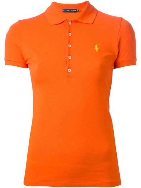 lyst ralph lauren blue label classic polo shirt  orange