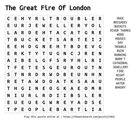 word search   great fire  london