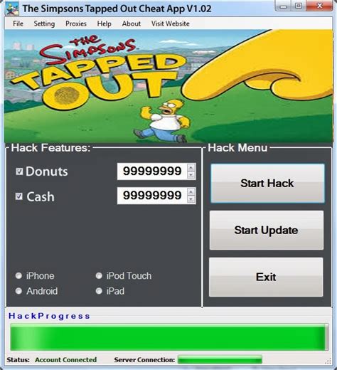 simpsons tapped  hack cheat