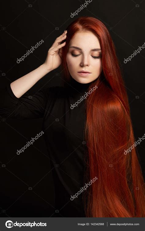 Sexy Beautiful Redhead Girl With Long Hair Perfect Woman