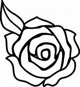Rose Line Clip Outline Clipart Colorable Roses Flower Simple Drawing Flowers Drawings Easy Lineart Single Beautiful Sweetclipart sketch template
