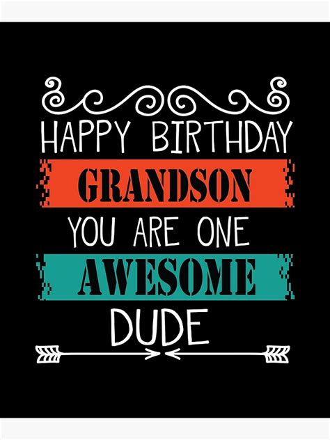 happy birthday grandson    awesome dude poster