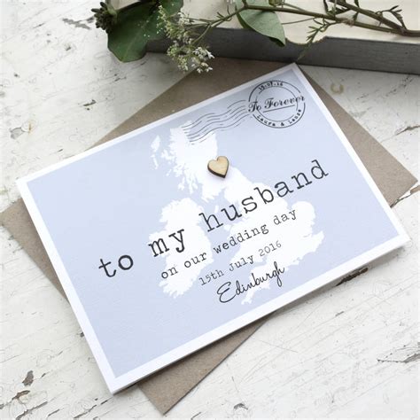 personalised   husband   wedding day card  paper