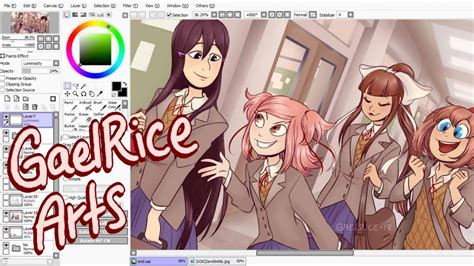 good bye literature club [drawing timelapse] youtube