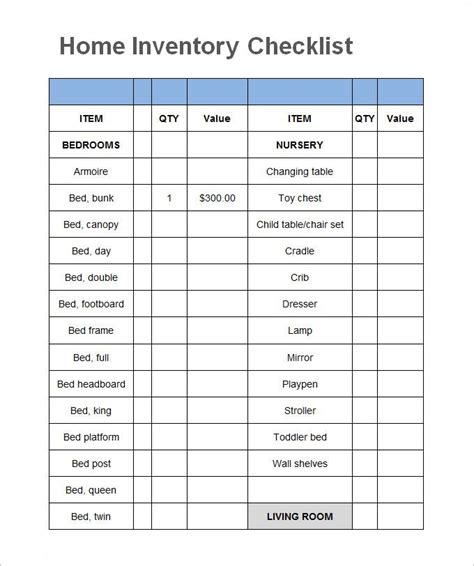 home inventory template   excellent   expedite  insurance