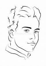 Handsome Man Face Sketch Stock sketch template