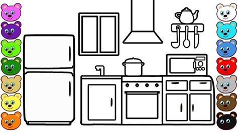 kitchen room coloring page  toddlers youtube