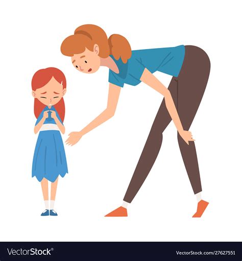 loving mother comforting her daughter mother vector image