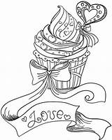 Coloring Valentines Adults Pages Cupcake Para Colorear Hearts Valentine Adult Cupcakes Dibujos Sheets Colouring Printable Coloriage Imprimir Drawing Color Food sketch template
