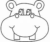 Hippo Coloring Pages Face Cartoon Printable Procoloring Family Easy Baby Choose Board sketch template