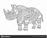 Neushoorn Volwassenen Boek Stockillustratie Kleurplaten Alexanderpokusay Depositphotos sketch template