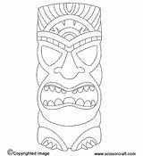 Tiki Coloring Pages Hawaiian Masks Mask Printable Head Template Luau Kids Draw Print Statue Crafts Color Clipart Printables Party Faces sketch template