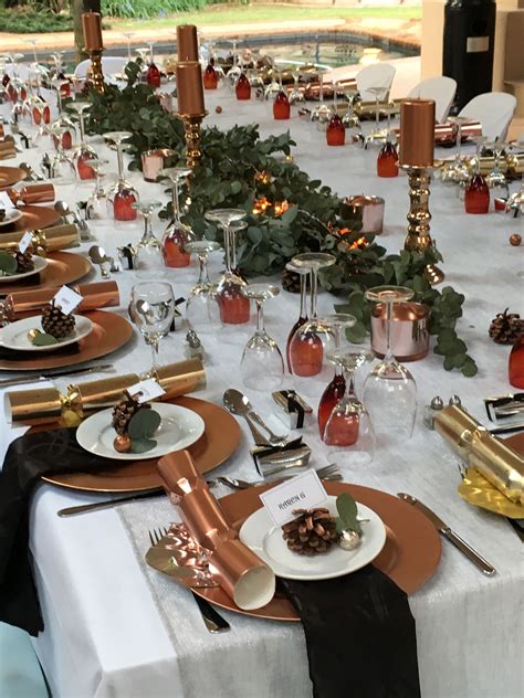 christmas dinner rose gold white and black christmas