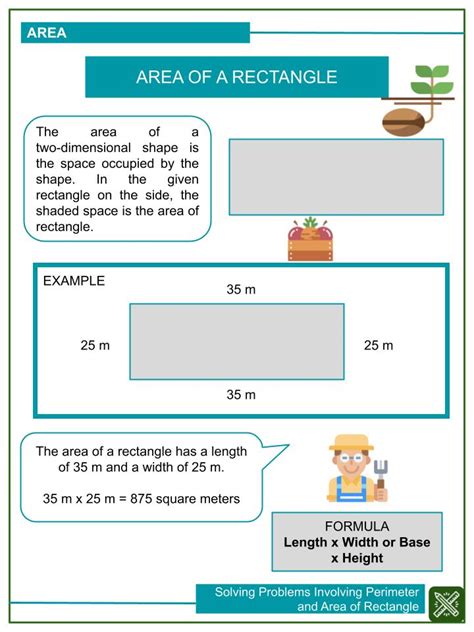 solving word problems involving perimeter area  rectangle worksheets