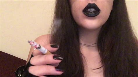 Goddess D Smoking In Black Lipstick And Fingerless Gloves Youtube