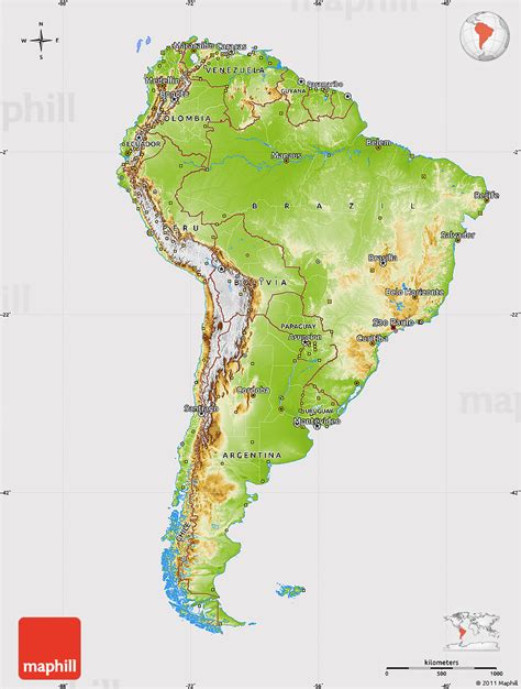 Physical Map Of South America Cropped Outside
