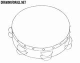 Tambourine Draw Drawing Step Drawingforall Rivets Cymbals Lesson sketch template