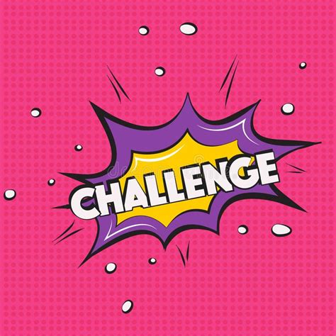 vector challenge sign pop art comic speech bubble  expression text competition bright