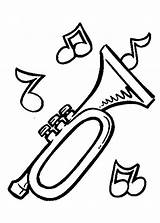 Notes Music Trumpet Coloring sketch template