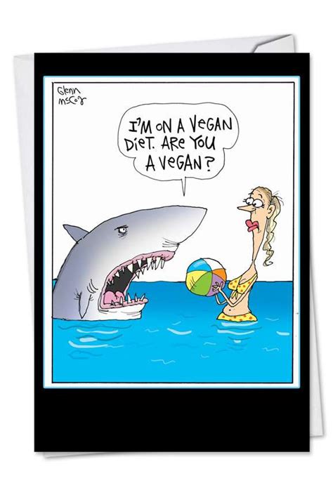 Vegan Shark Birthday Joke Greeting Card