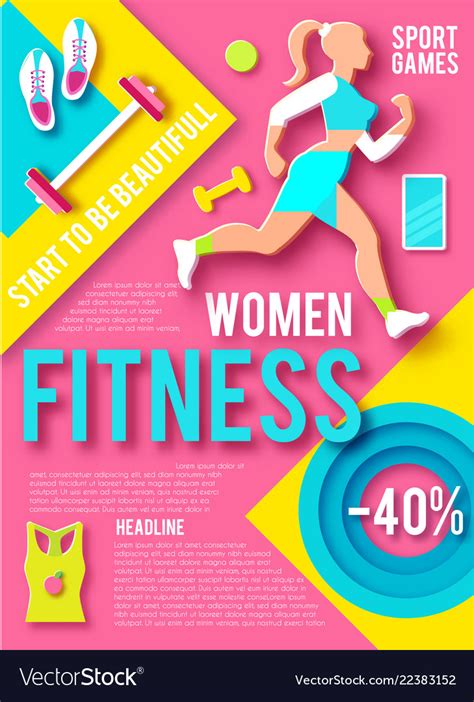 woman fitness poster template sport motivation vector image