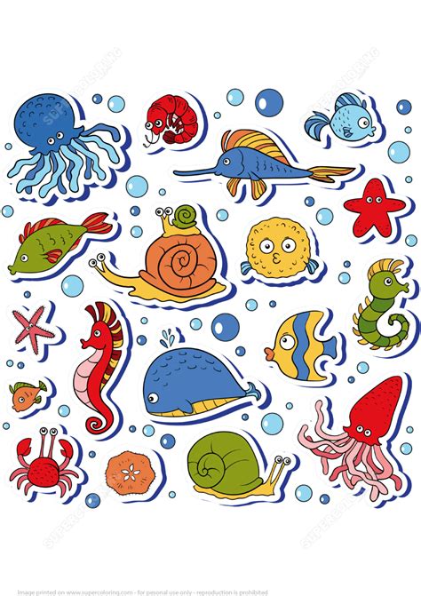 fish   ocean animals printable stickers  printable