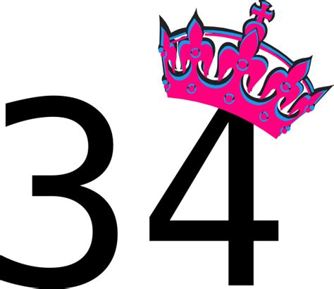 Pink Tilted Tiara And Number 34 Clip Art At