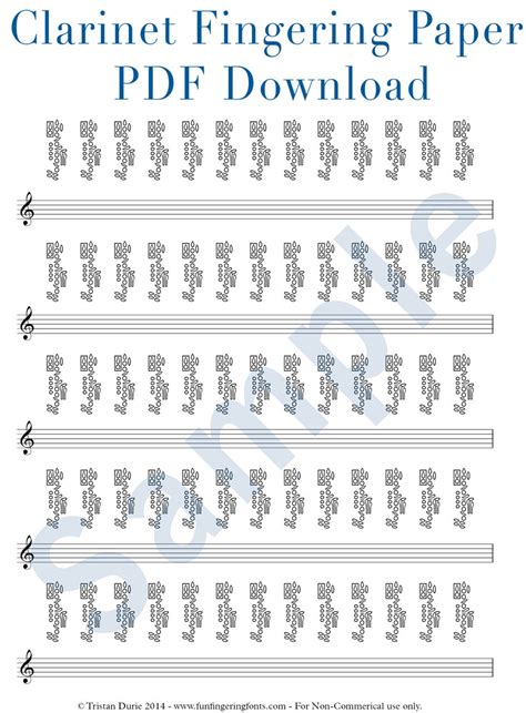 clarinet fingering paper   printable  great etsy