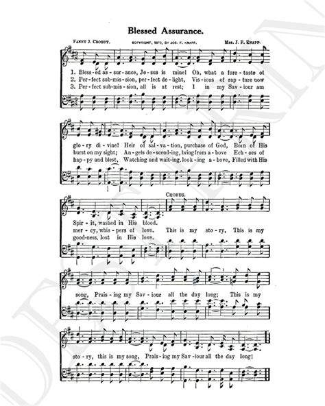blessed assurance jesus   hymn lyrics hymnal sheet sheet